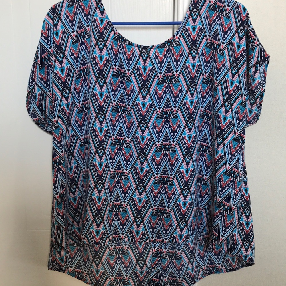 High- Low Back Button Down Dressy Blouse